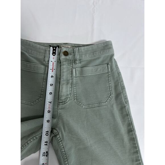 Faherty Women's Stretch Terry Wide Leg Pant High Waist Pocket Sage Green Size 24 - Picture 9 of 12